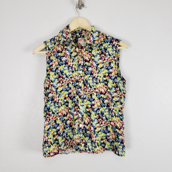 Vintage 90s Guess USA Floral Button Sleeveless Top - Picture 16 of 17